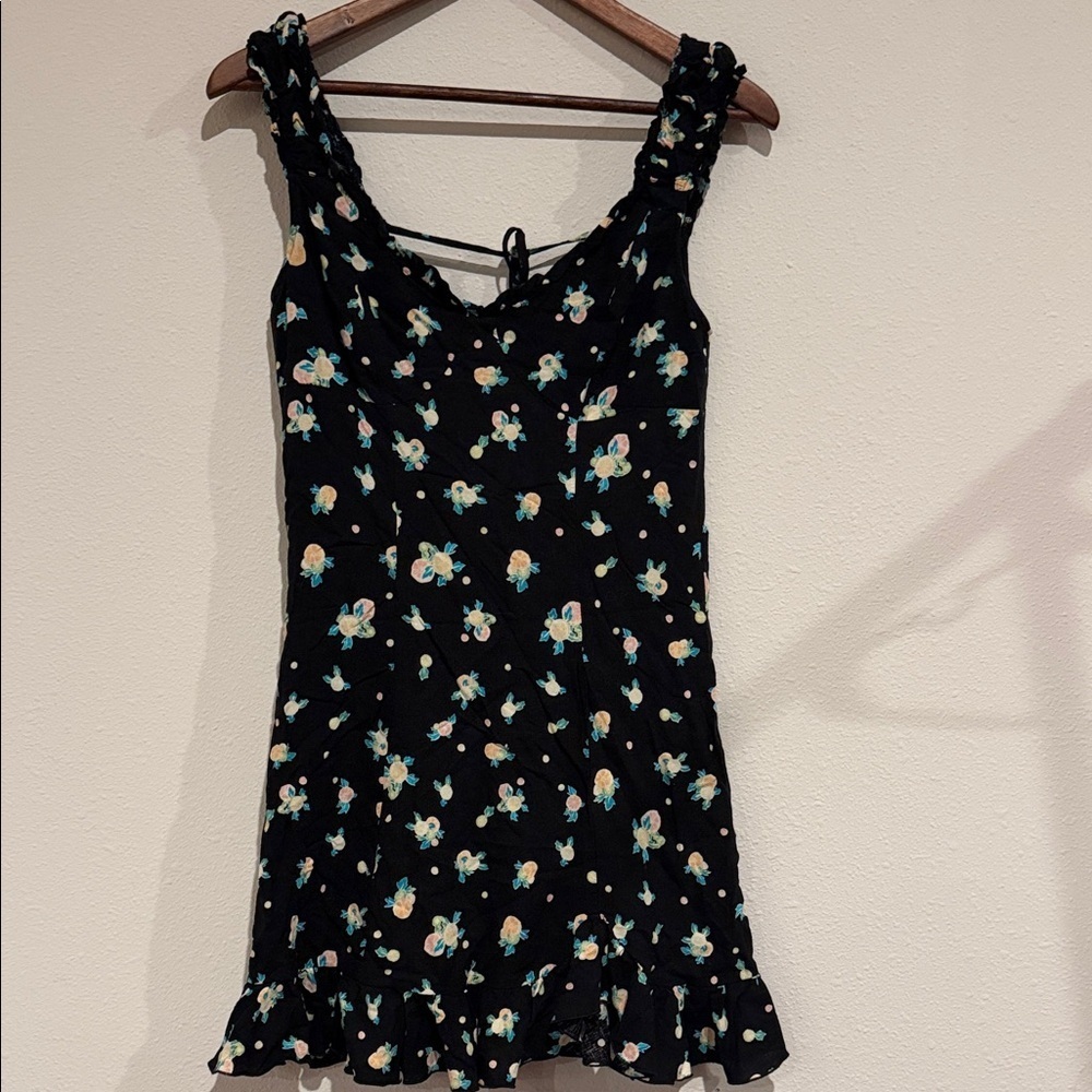 Free People Black and Yellow Floral Midi Dress - Picture 2 of 10